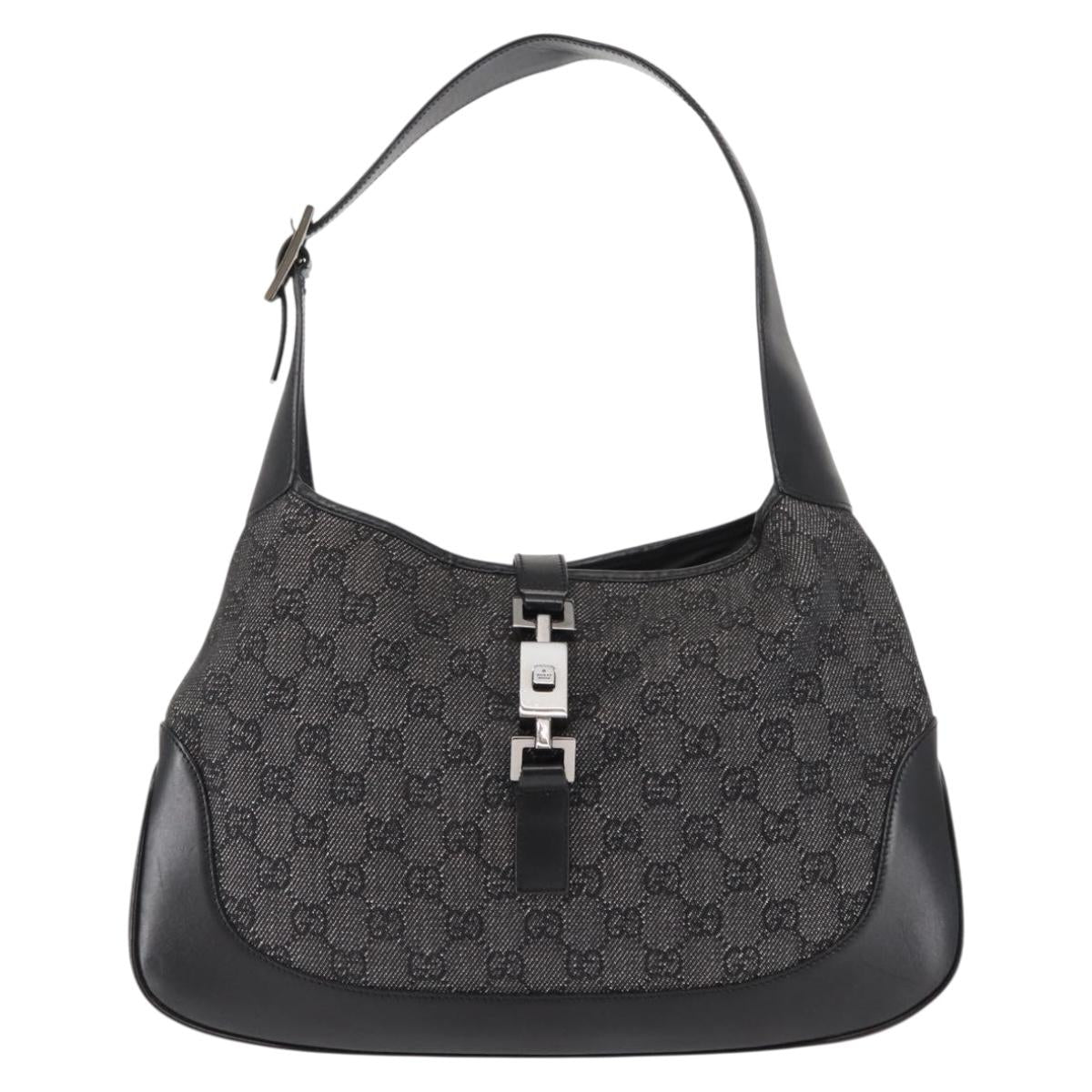 GUCCI GG Canvas Jackie Shoulder Bag Black Auth ep11000