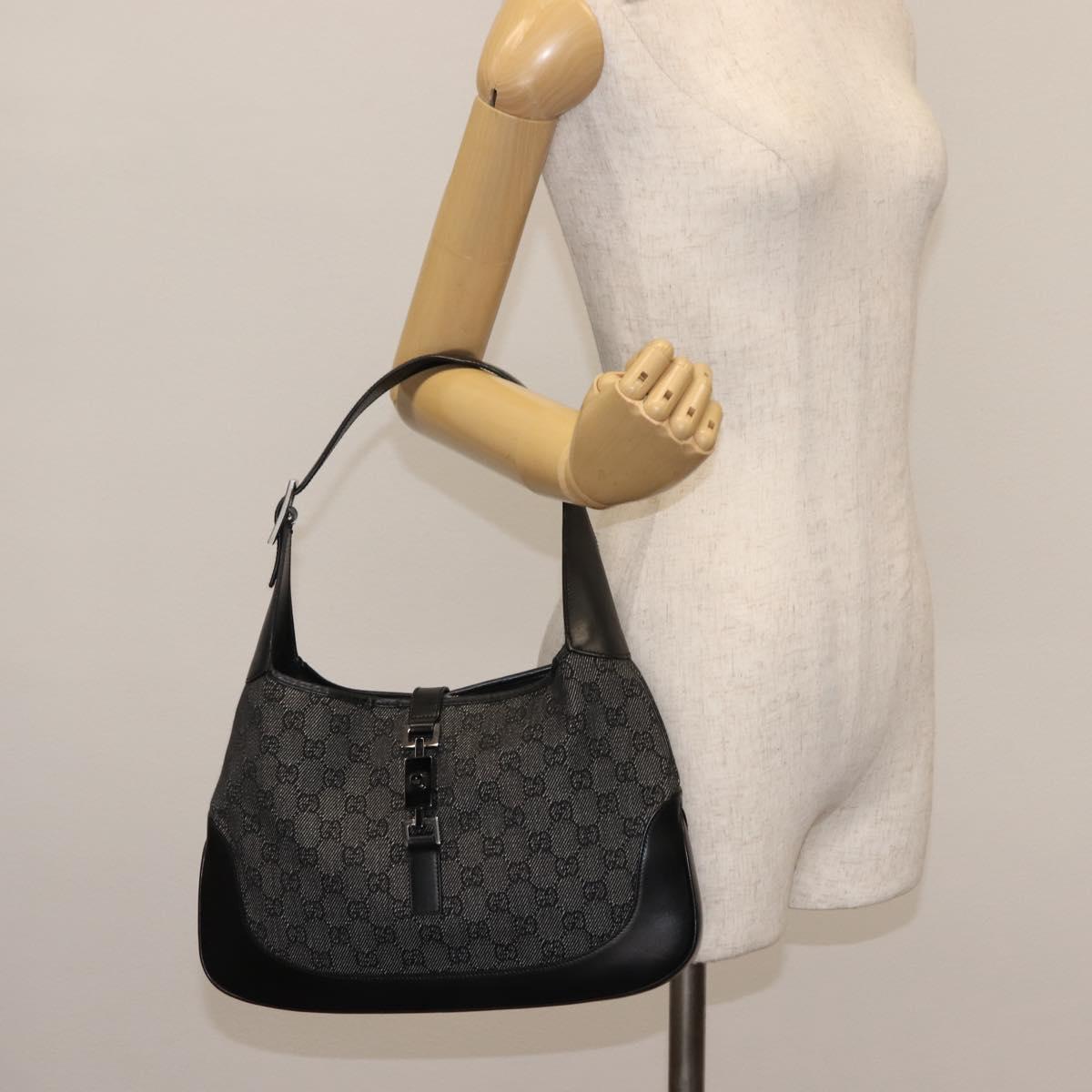 GUCCI GG Canvas Jackie Shoulder Bag Black Auth ep11000