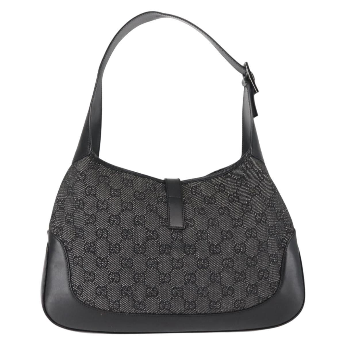 GUCCI GG Canvas Jackie Shoulder Bag Black Auth ep11000