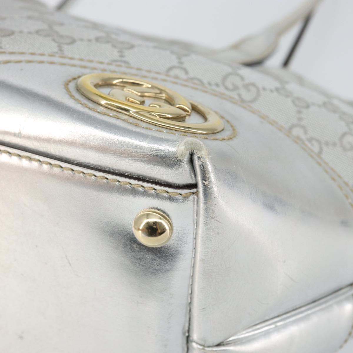 GUCCI GG Canvas Tote Bag Silver Gold 169946 Auth ep11002