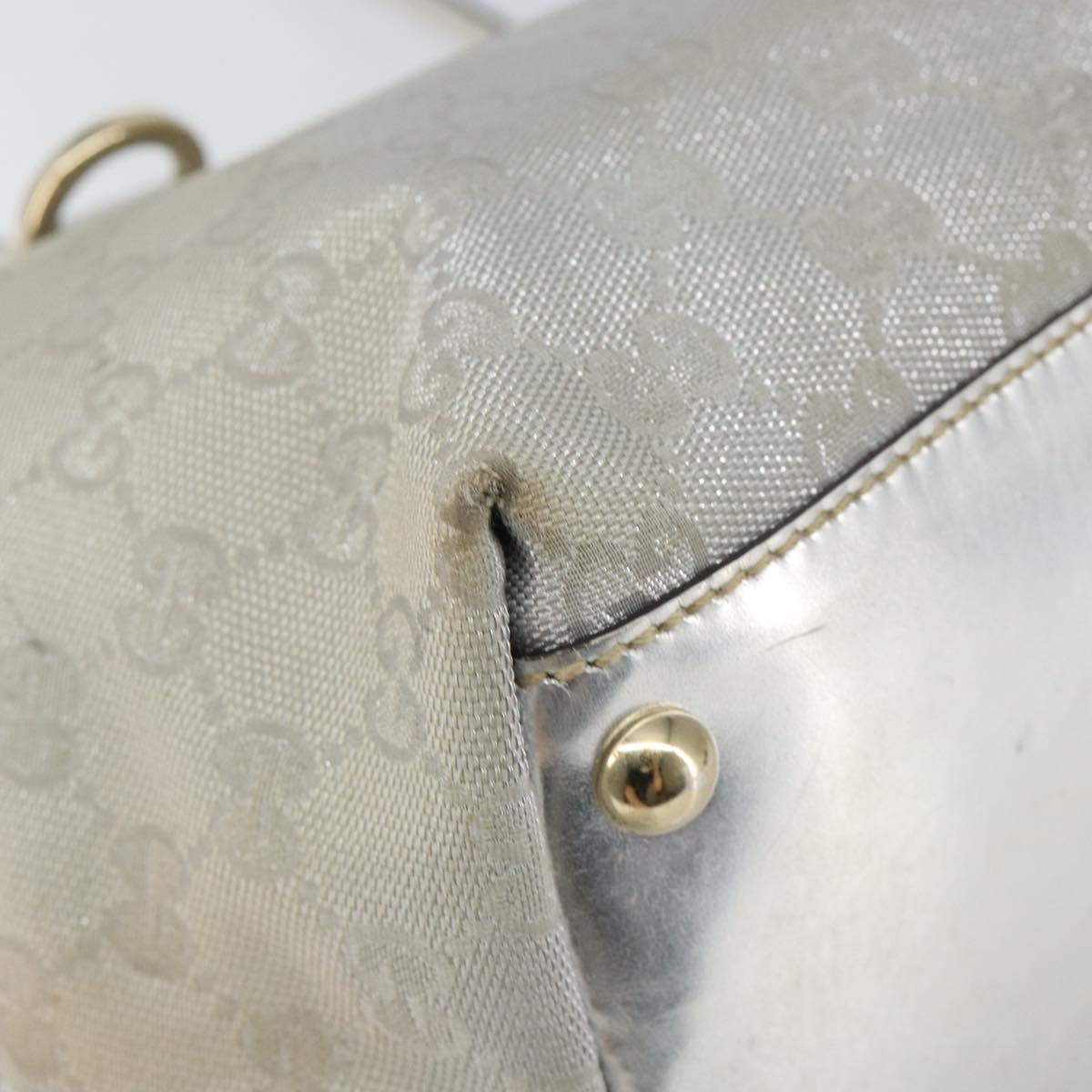 GUCCI GG Canvas Tote Bag Silver Gold 169946 Auth ep11002