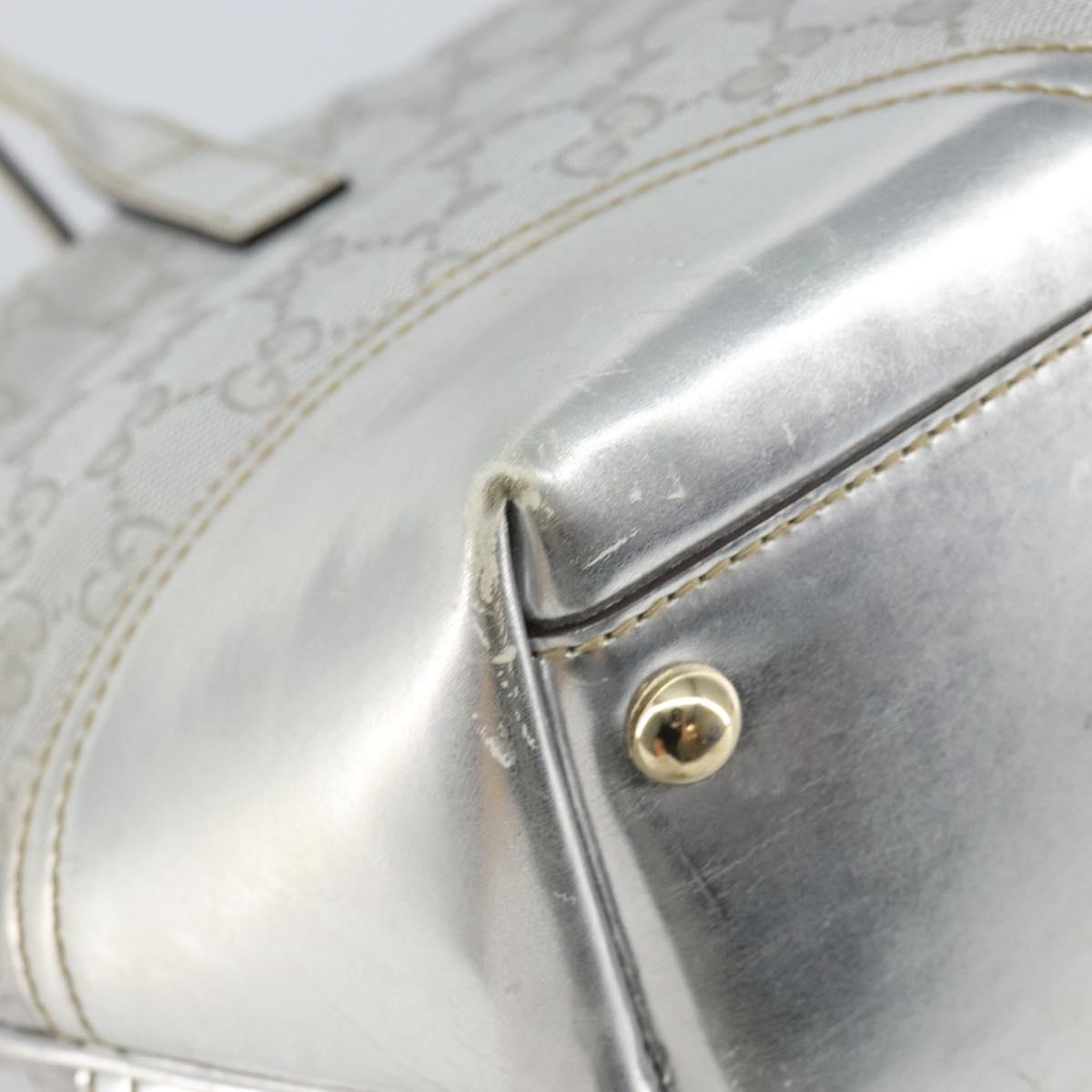 GUCCI GG Canvas Tote Bag Silver Gold 169946 Auth ep11002