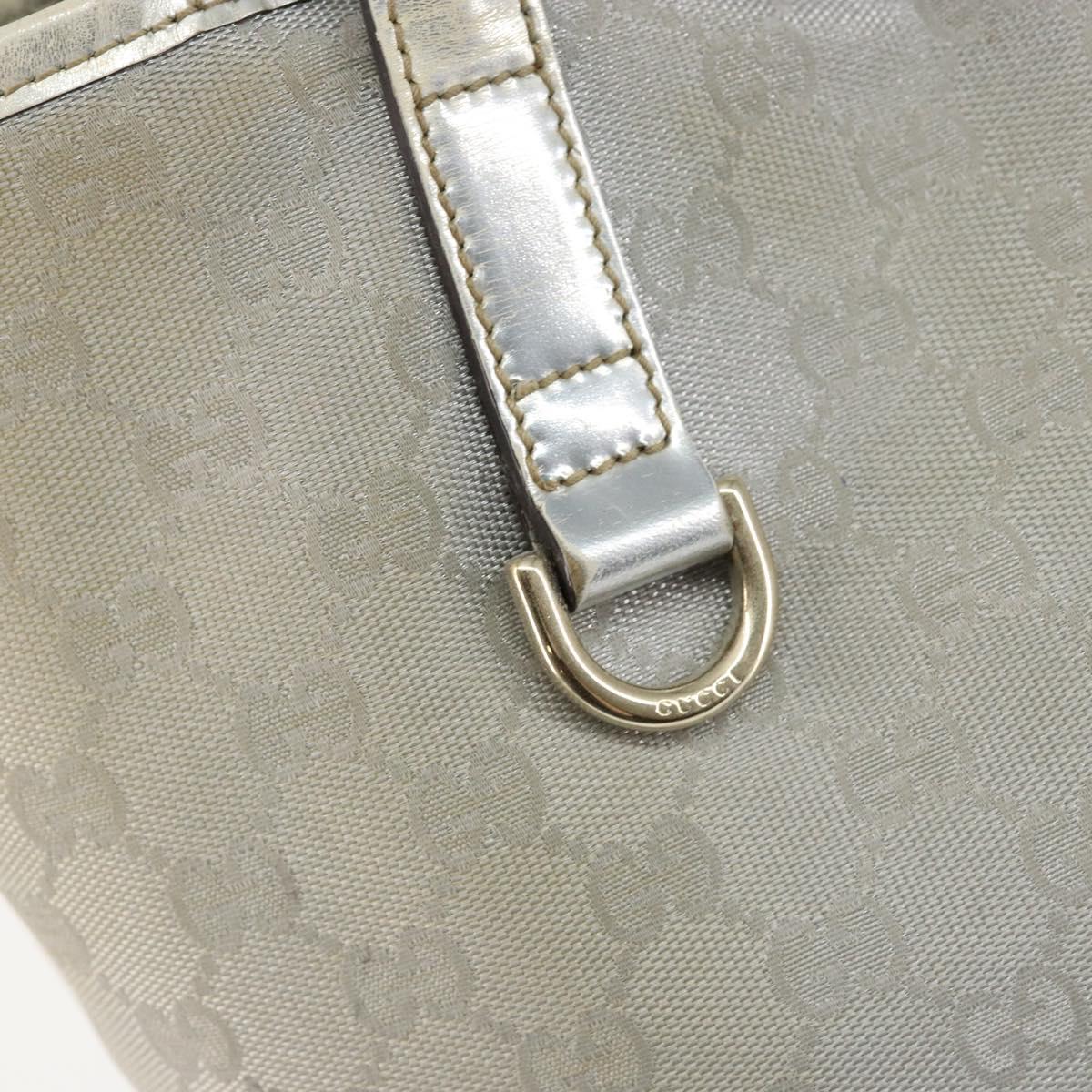 GUCCI GG Canvas Tote Bag Silver Gold 169946 Auth ep11002