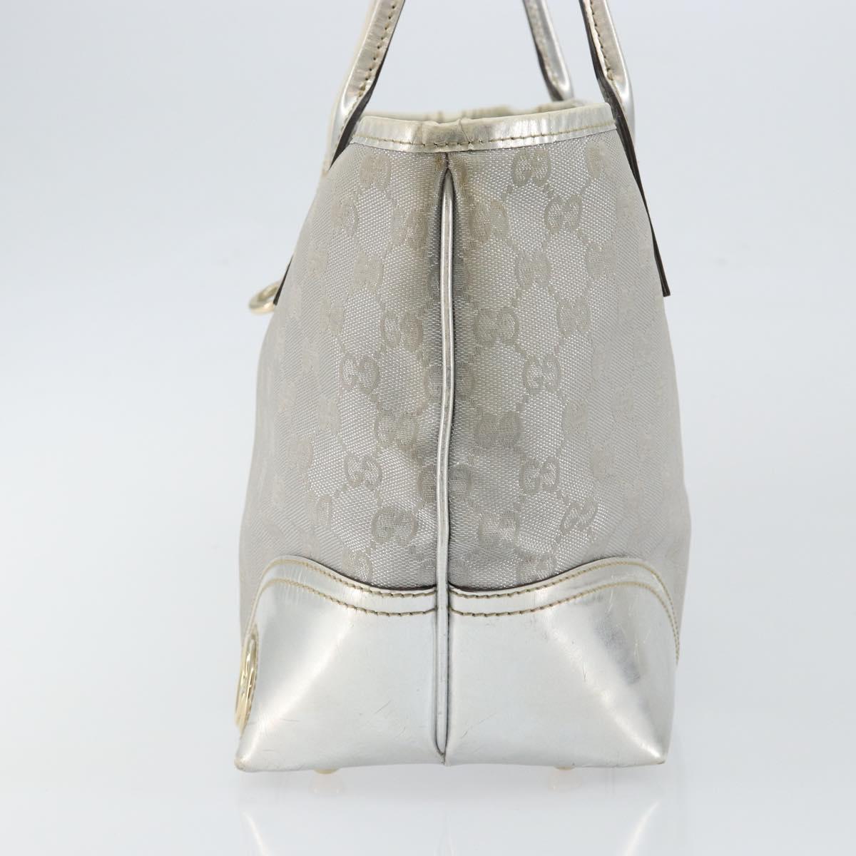 GUCCI GG Canvas Tote Bag Silver Gold 169946 Auth ep11002