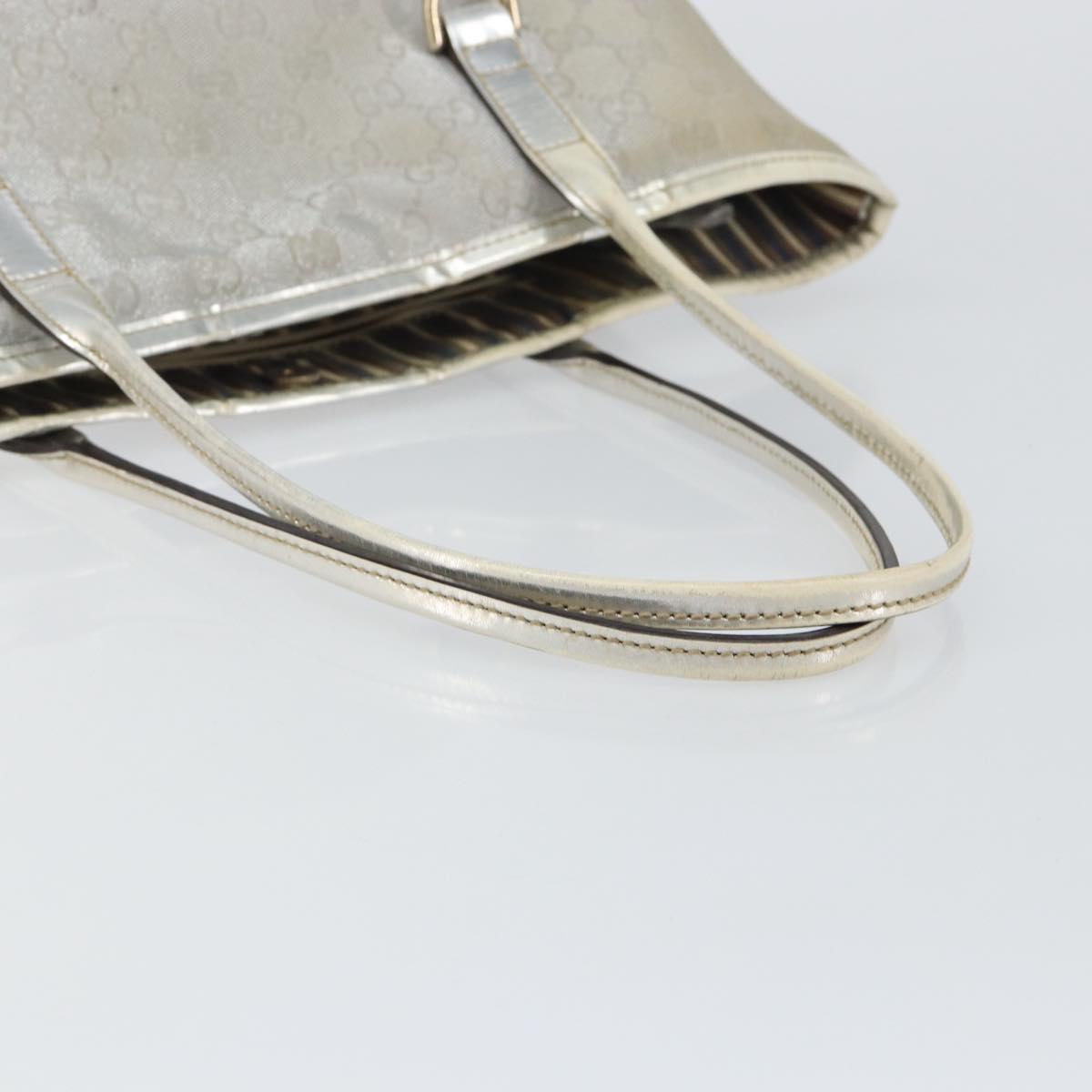 GUCCI GG Canvas Tote Bag Silver Gold 169946 Auth ep11002