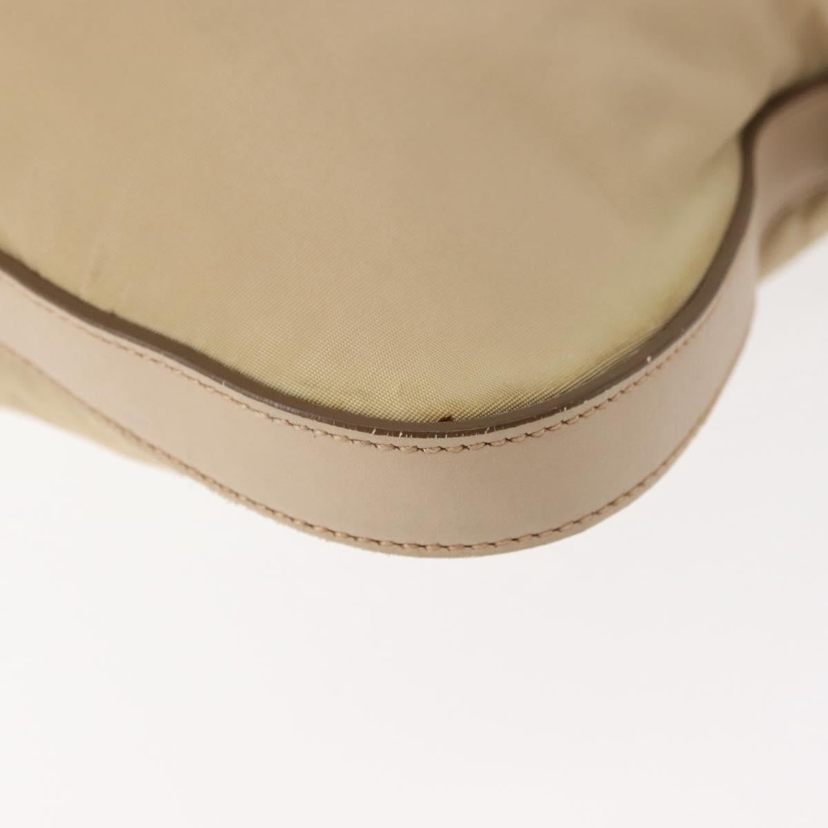 PRADA Shoulder Bag Nylon Leather Beige Auth ep11013