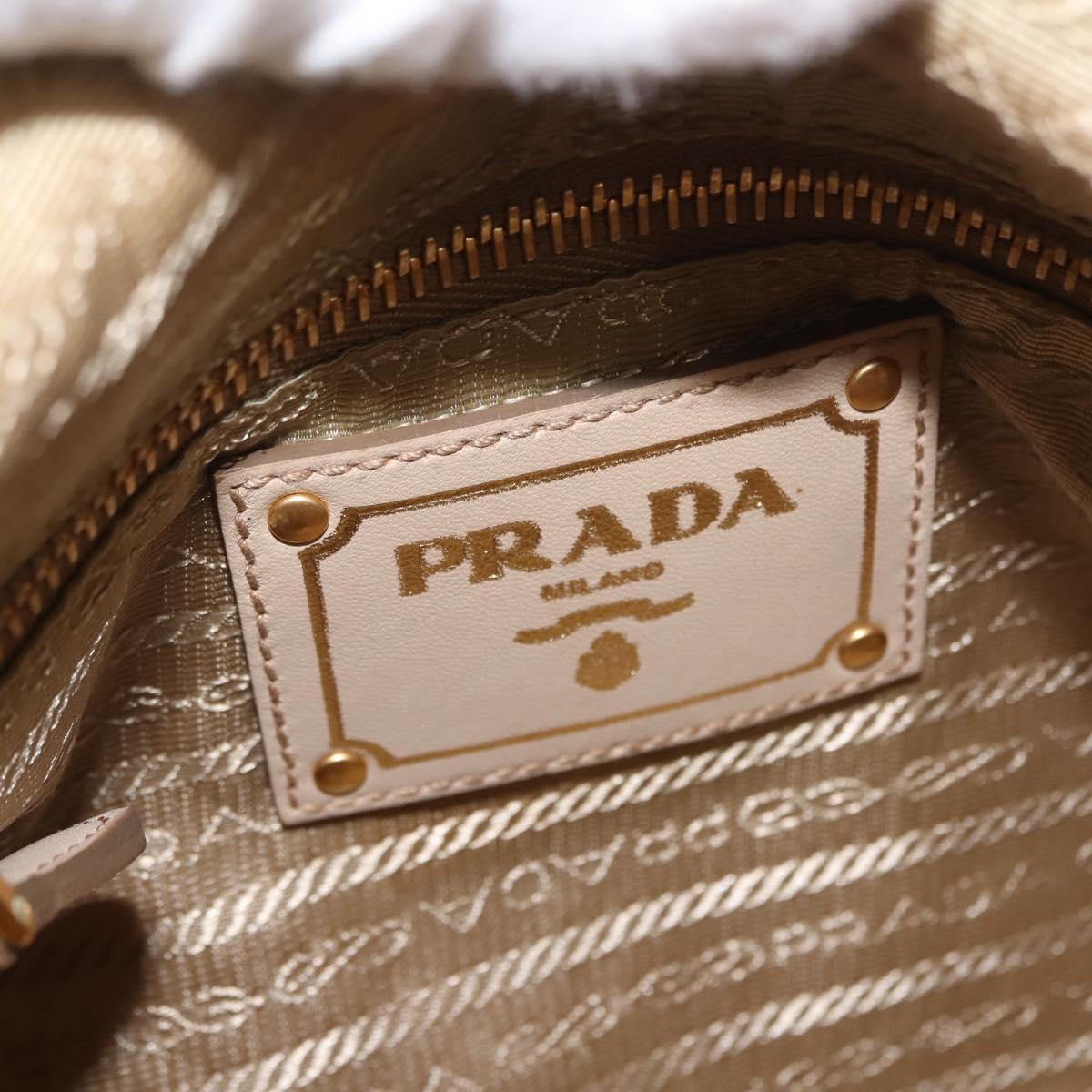 PRADA Shoulder Bag Nylon Leather Beige Auth ep11013