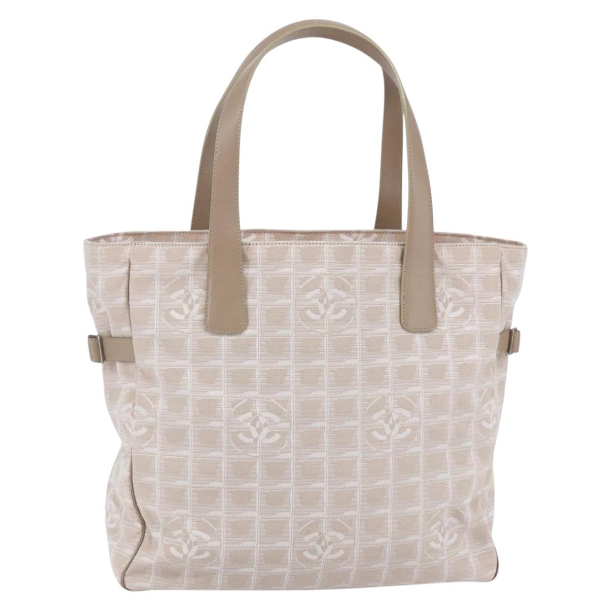 CHANEL New Wave Tote Bag Canvas Pink Silver CC Auth ep11016