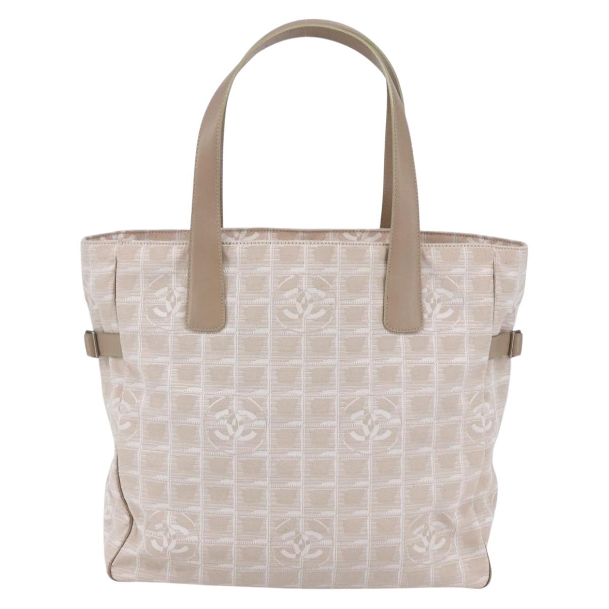 CHANEL New Wave Tote Bag Canvas Pink Silver CC Auth ep11016