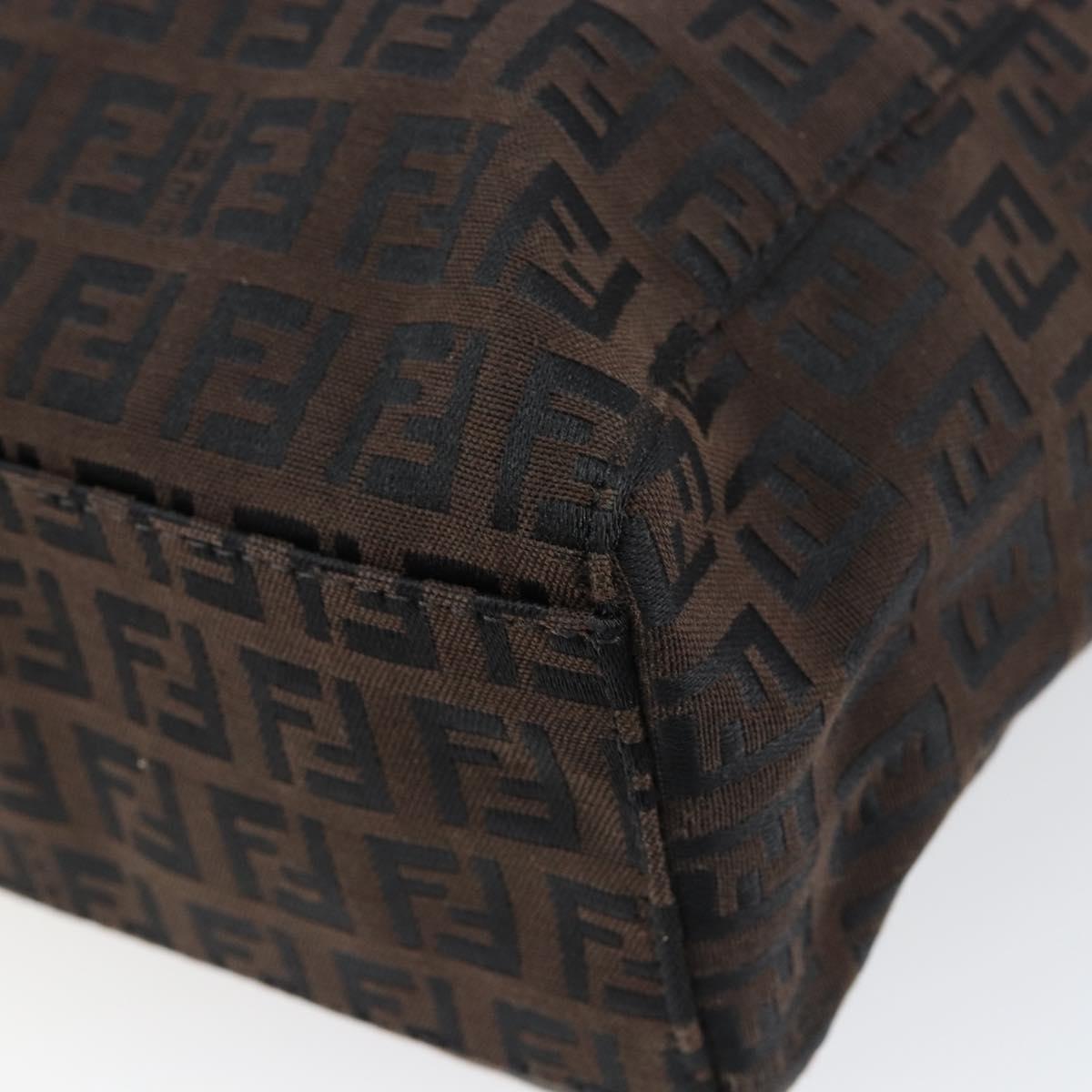 FENDI Zucchino Canvas Hand Bag Black Brown Auth ep11017