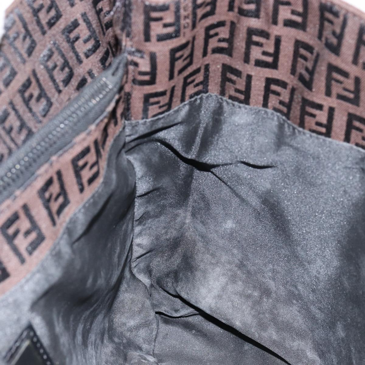 FENDI Zucchino Canvas Hand Bag Black Brown Auth ep11017