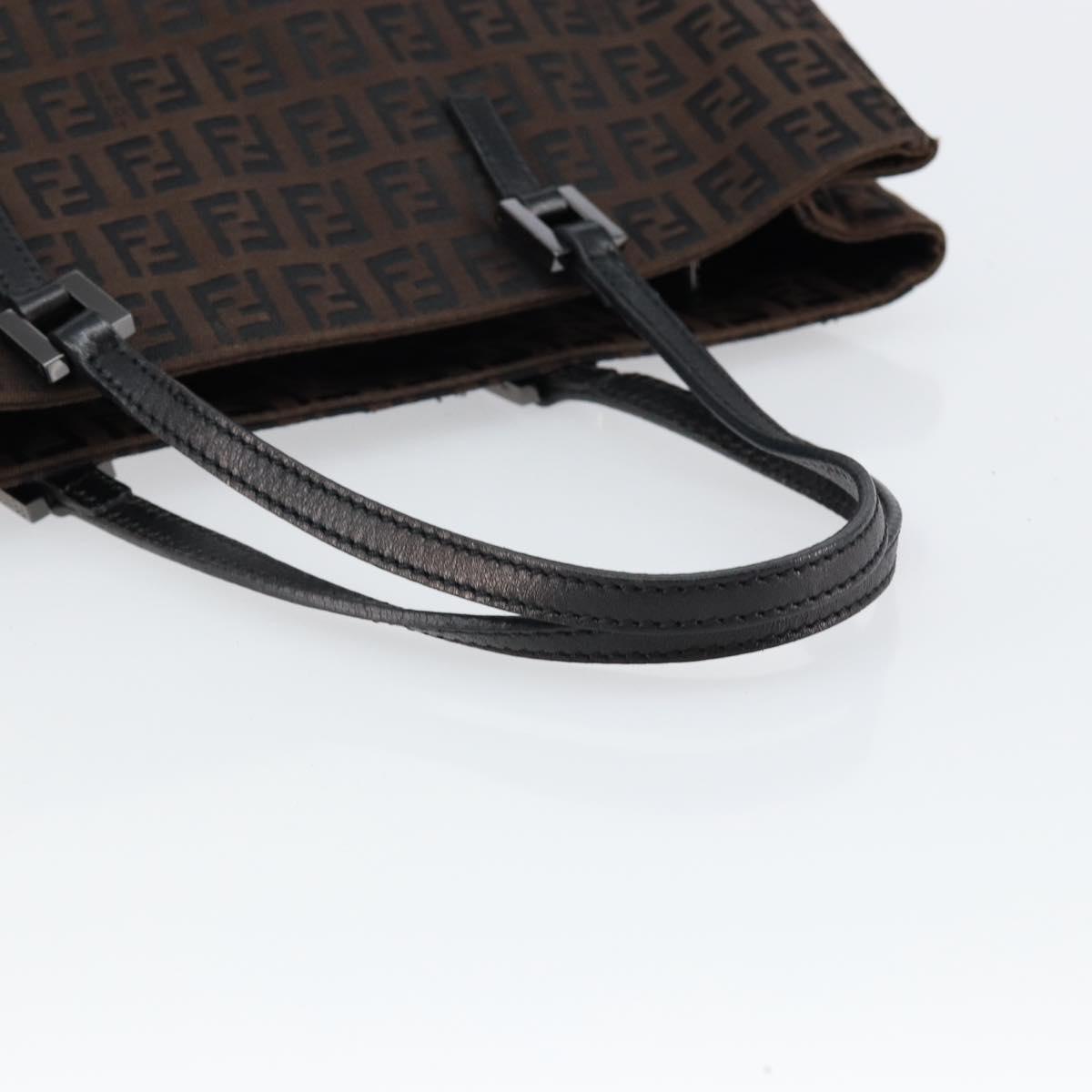 FENDI Zucchino Canvas Hand Bag Black Brown Auth ep11017