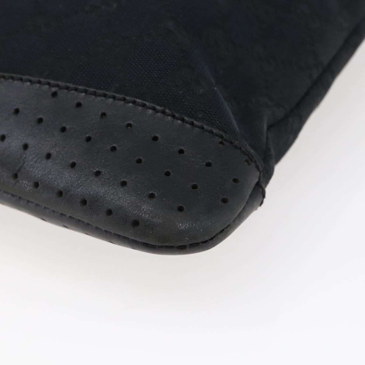 GUCCI GG Canvas Shoulder Bag Black Silver 145857 Auth ep11019