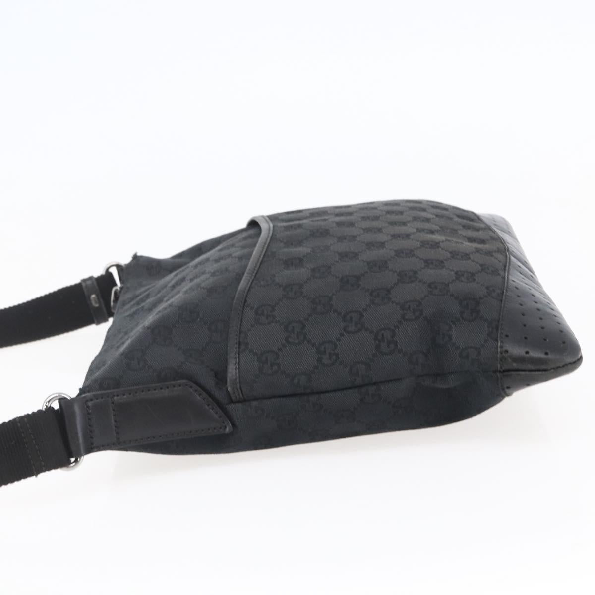 GUCCI GG Canvas Shoulder Bag Black Silver 145857 Auth ep11019