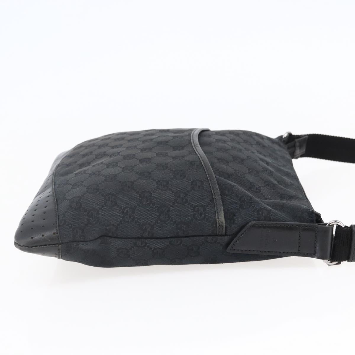 GUCCI GG Canvas Shoulder Bag Black Silver 145857 Auth ep11019