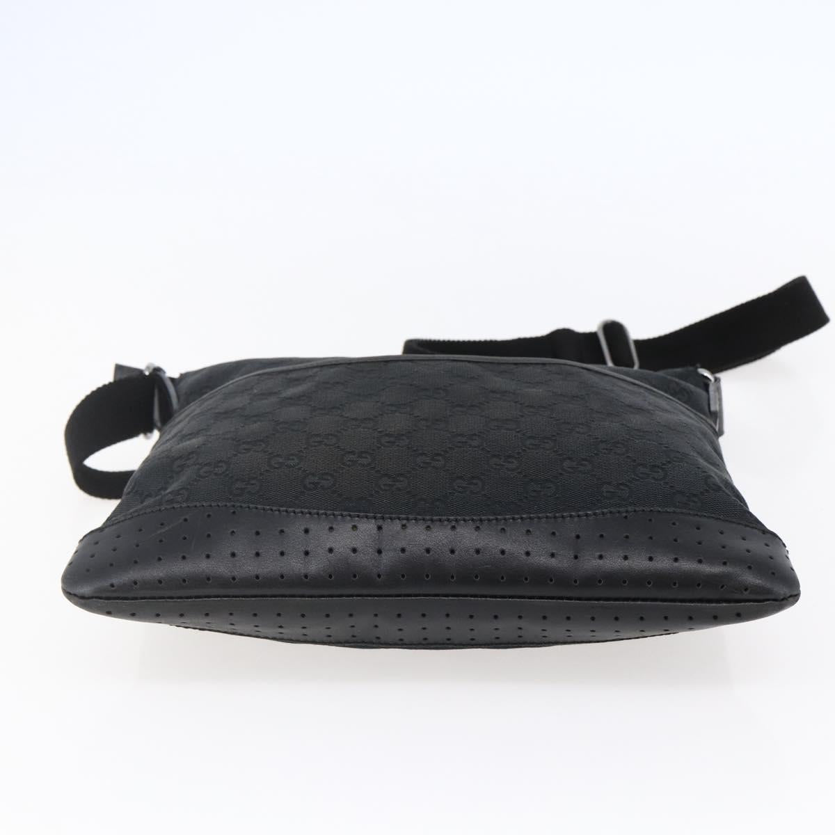 GUCCI GG Canvas Shoulder Bag Black Silver 145857 Auth ep11019