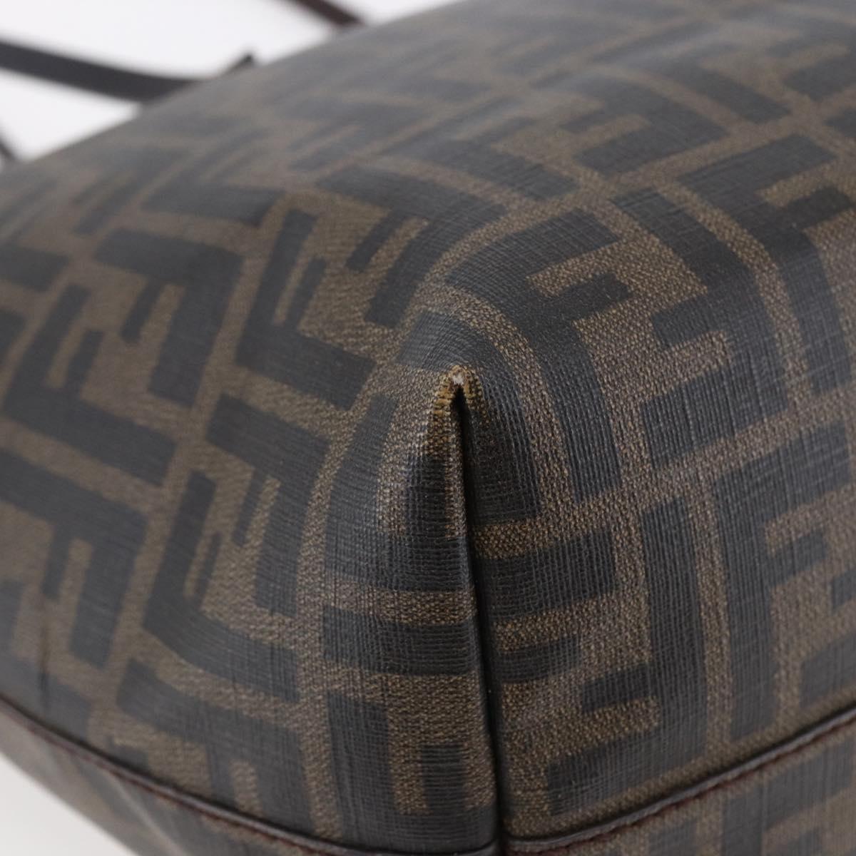 FENDI Zucca Canvas Tote Bag PVC Black Brown Auth ep11020