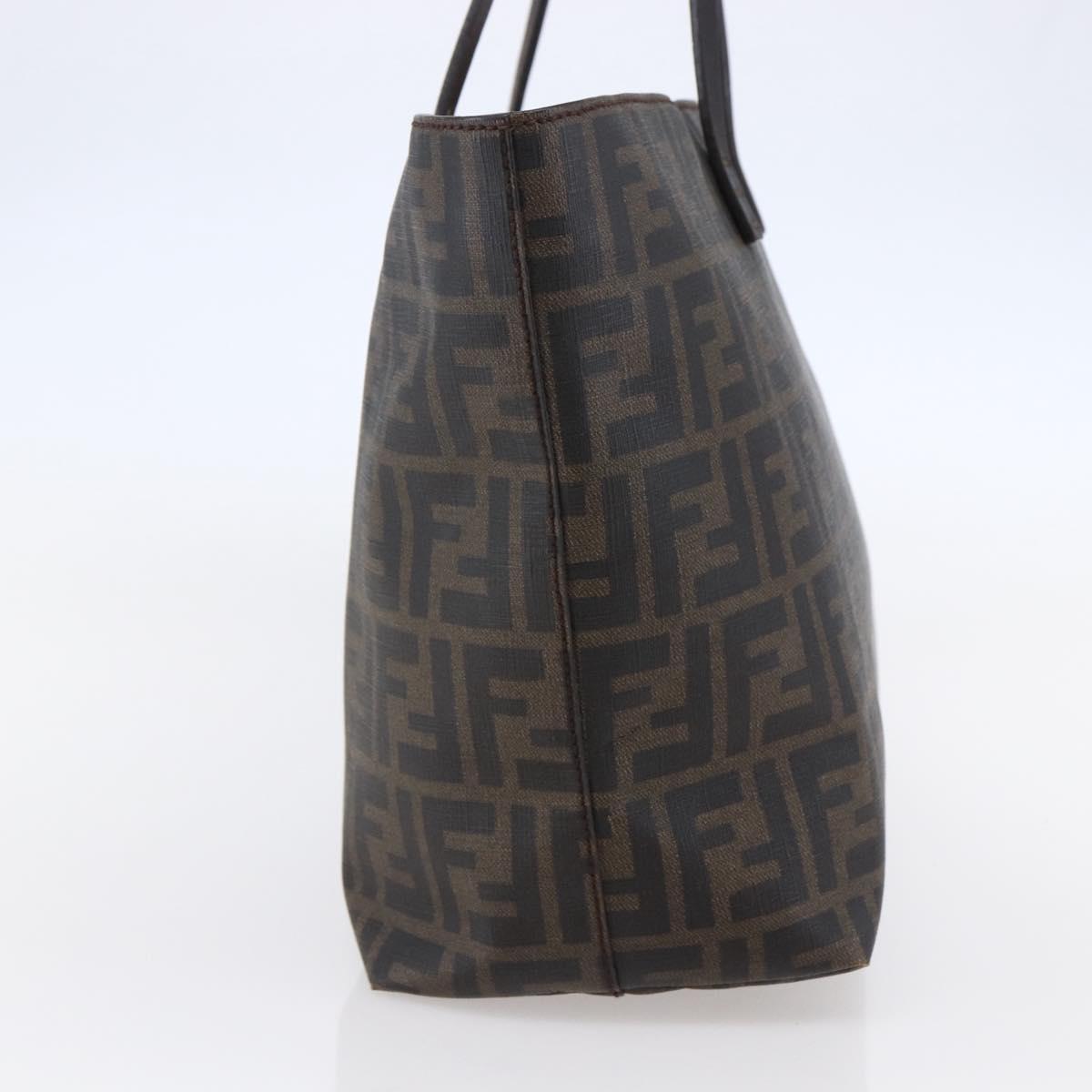 FENDI Zucca Canvas Tote Bag PVC Black Brown Auth ep11020