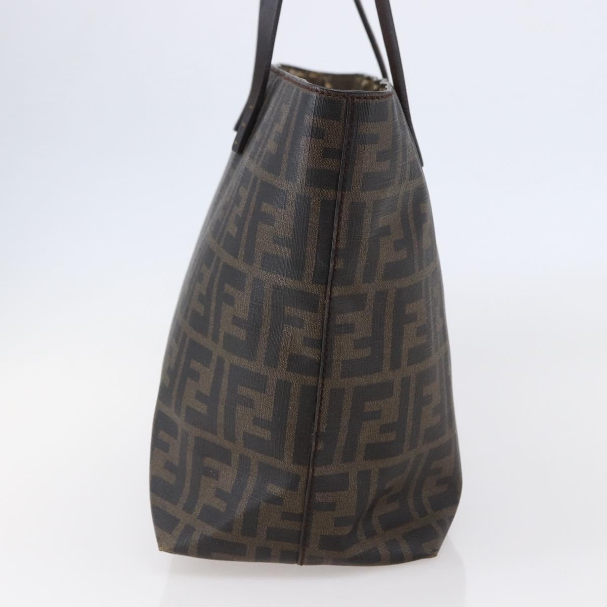 FENDI Zucca Canvas Tote Bag PVC Black Brown Auth ep11020