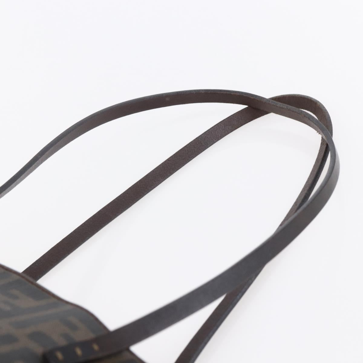 FENDI Zucca Canvas Tote Bag PVC Black Brown Auth ep11020