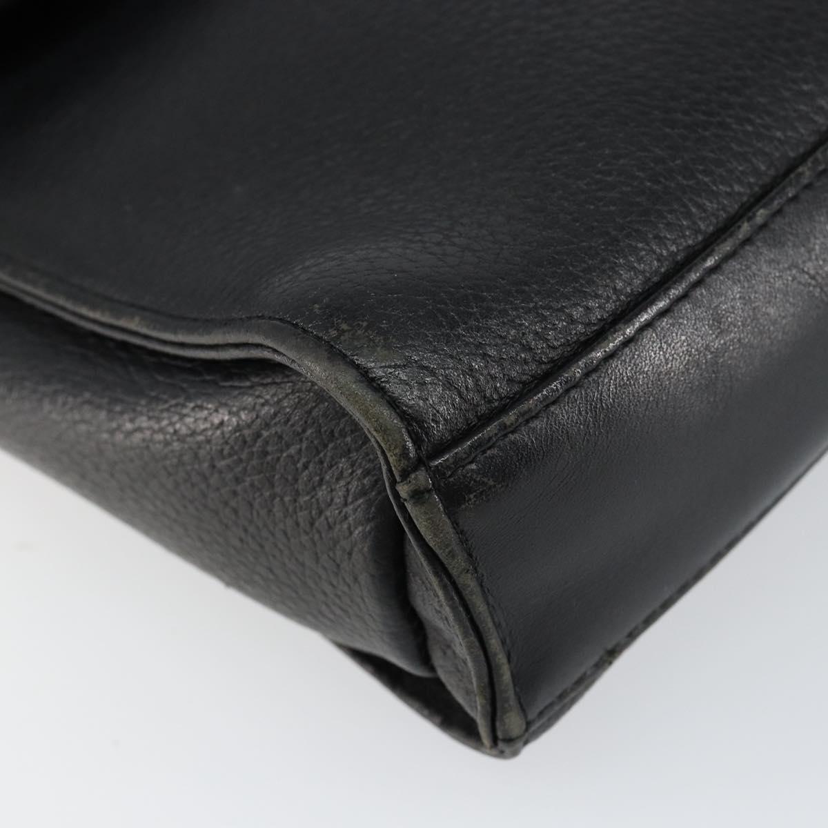 Burberrys Shoulder Bag Leather Black Gold Auth ep11023