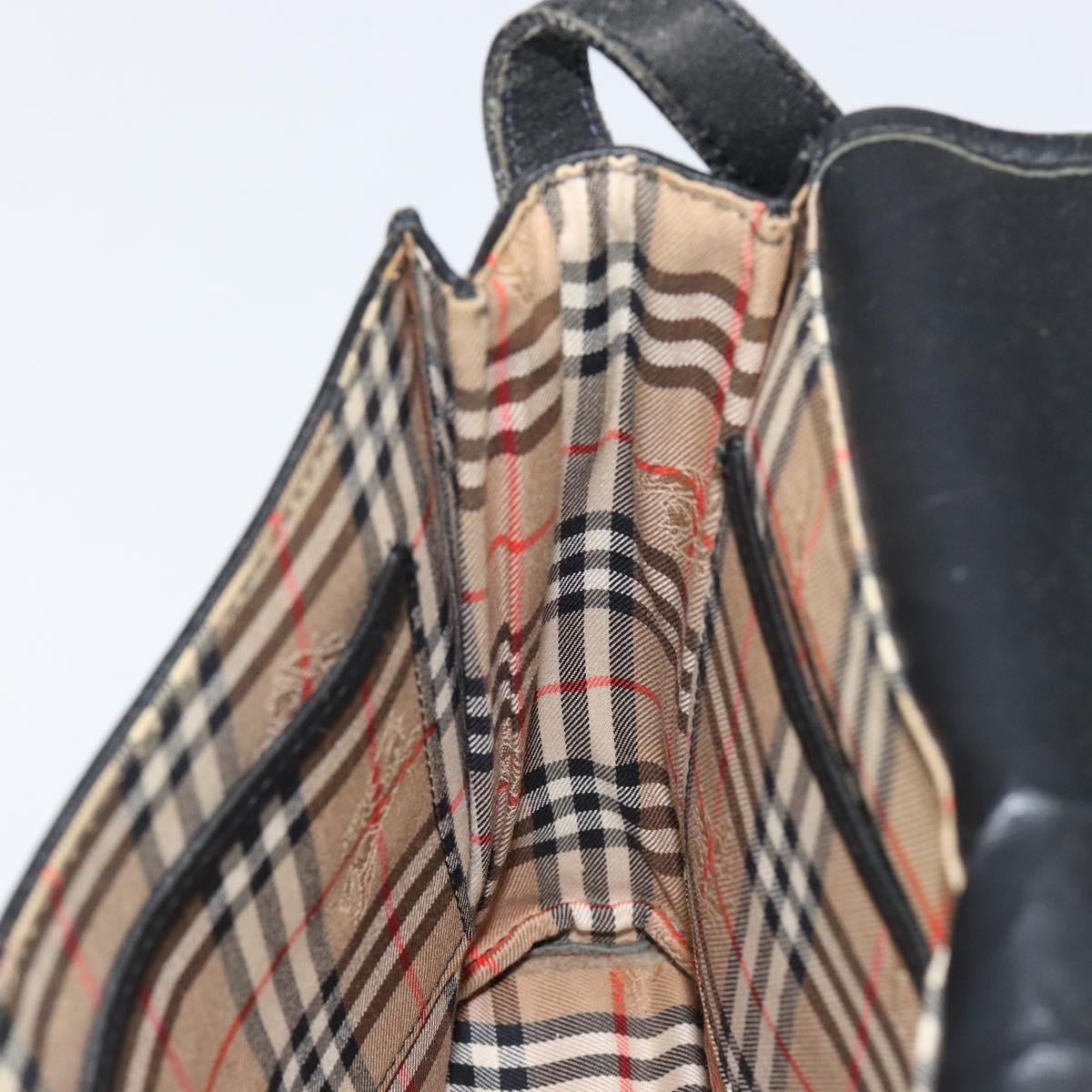 Burberrys Shoulder Bag Leather Black Gold Auth ep11023