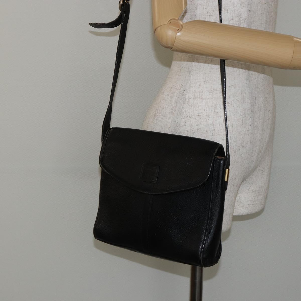 Burberrys Shoulder Bag Leather Black Gold Auth ep11023