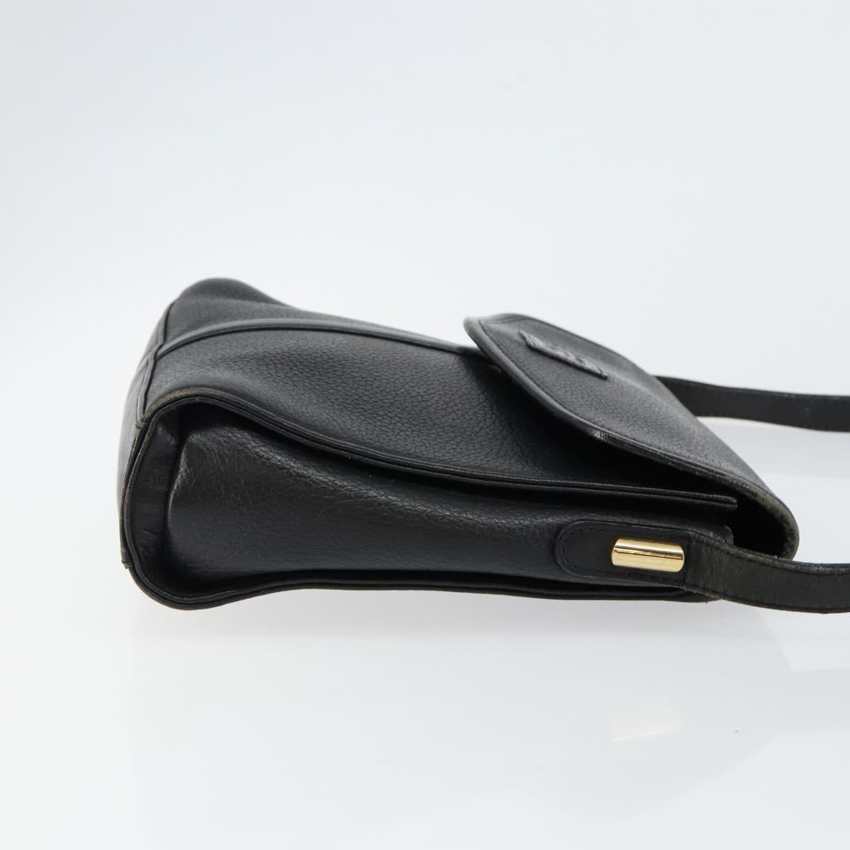 Burberrys Shoulder Bag Leather Black Gold Auth ep11023