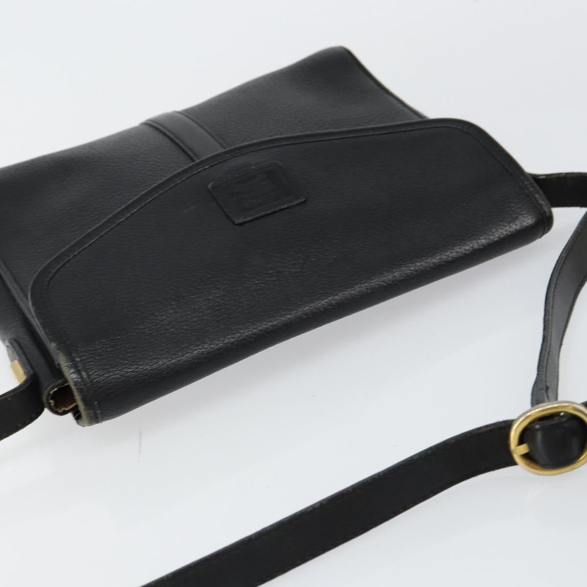 Burberrys Shoulder Bag Leather Black Gold Auth ep11023