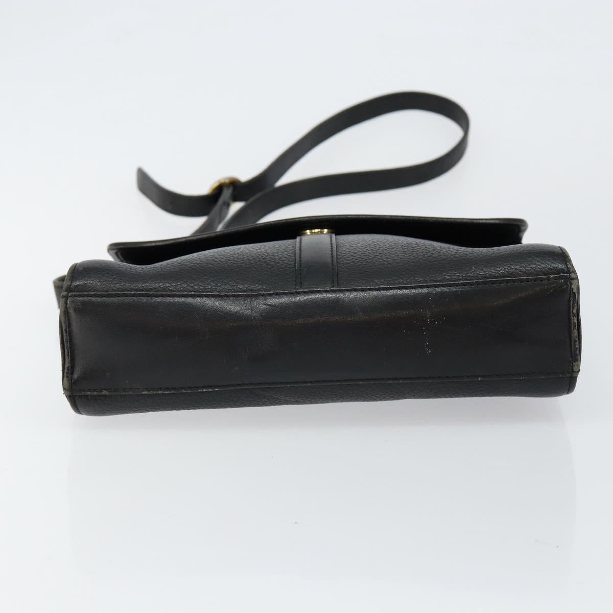 Burberrys Shoulder Bag Leather Black Gold Auth ep11023