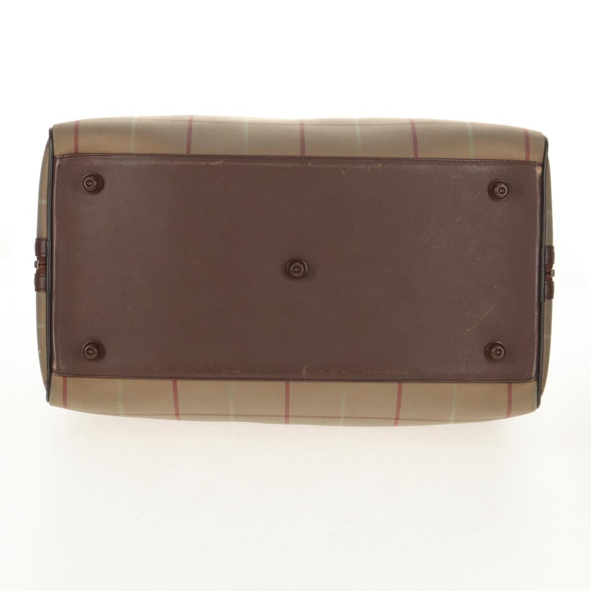 Burberrys Nova Check Boston Bag Canvas Beige Auth ep11031