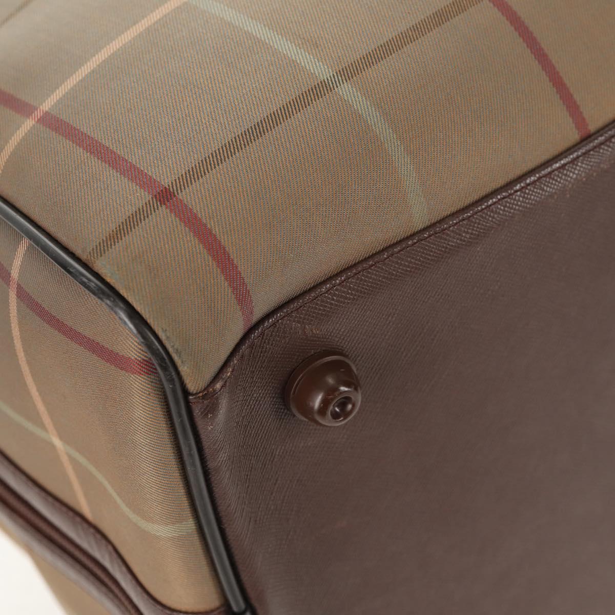 Burberrys Nova Check Boston Bag Canvas Beige Auth ep11031