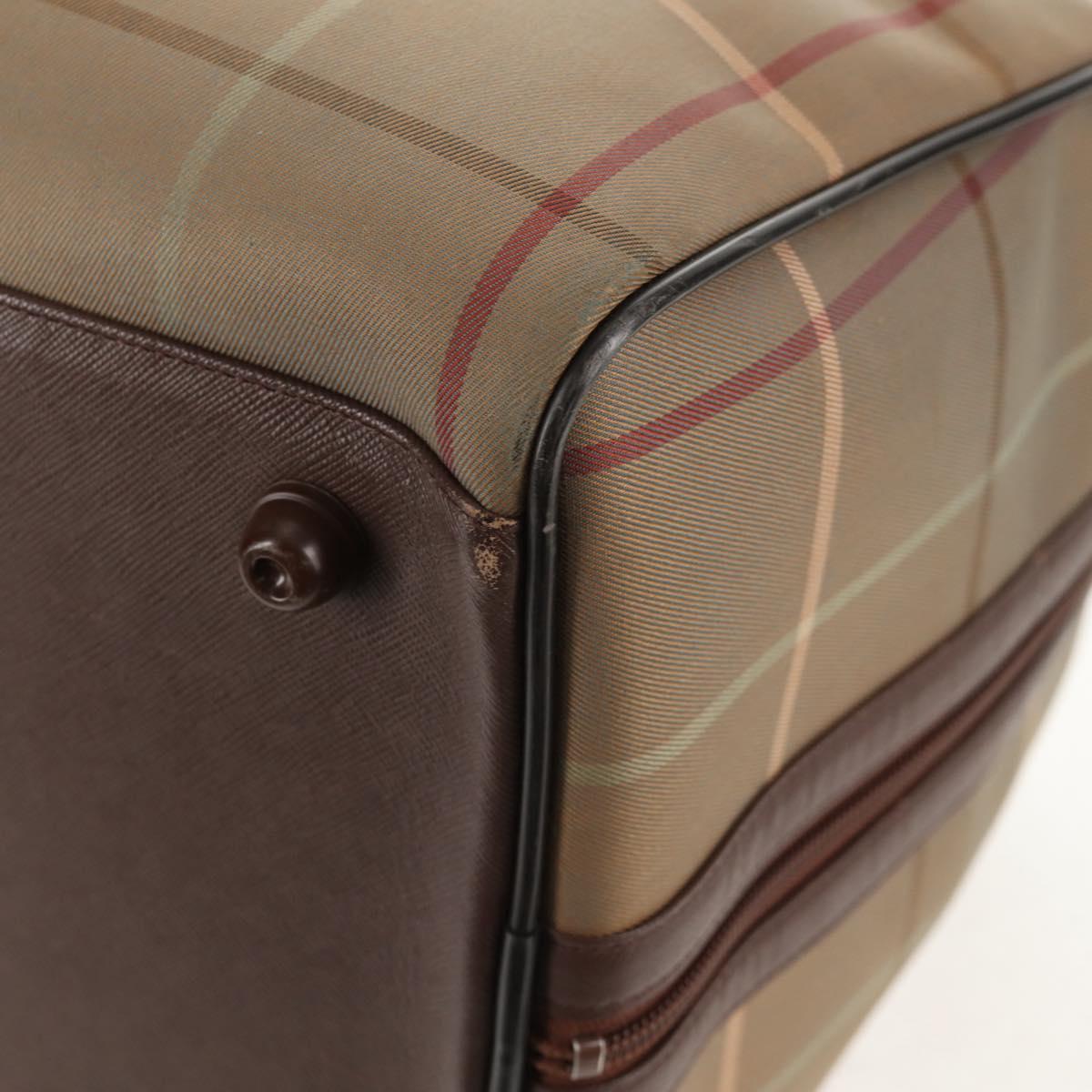 Burberrys Nova Check Boston Bag Canvas Beige Auth ep11031