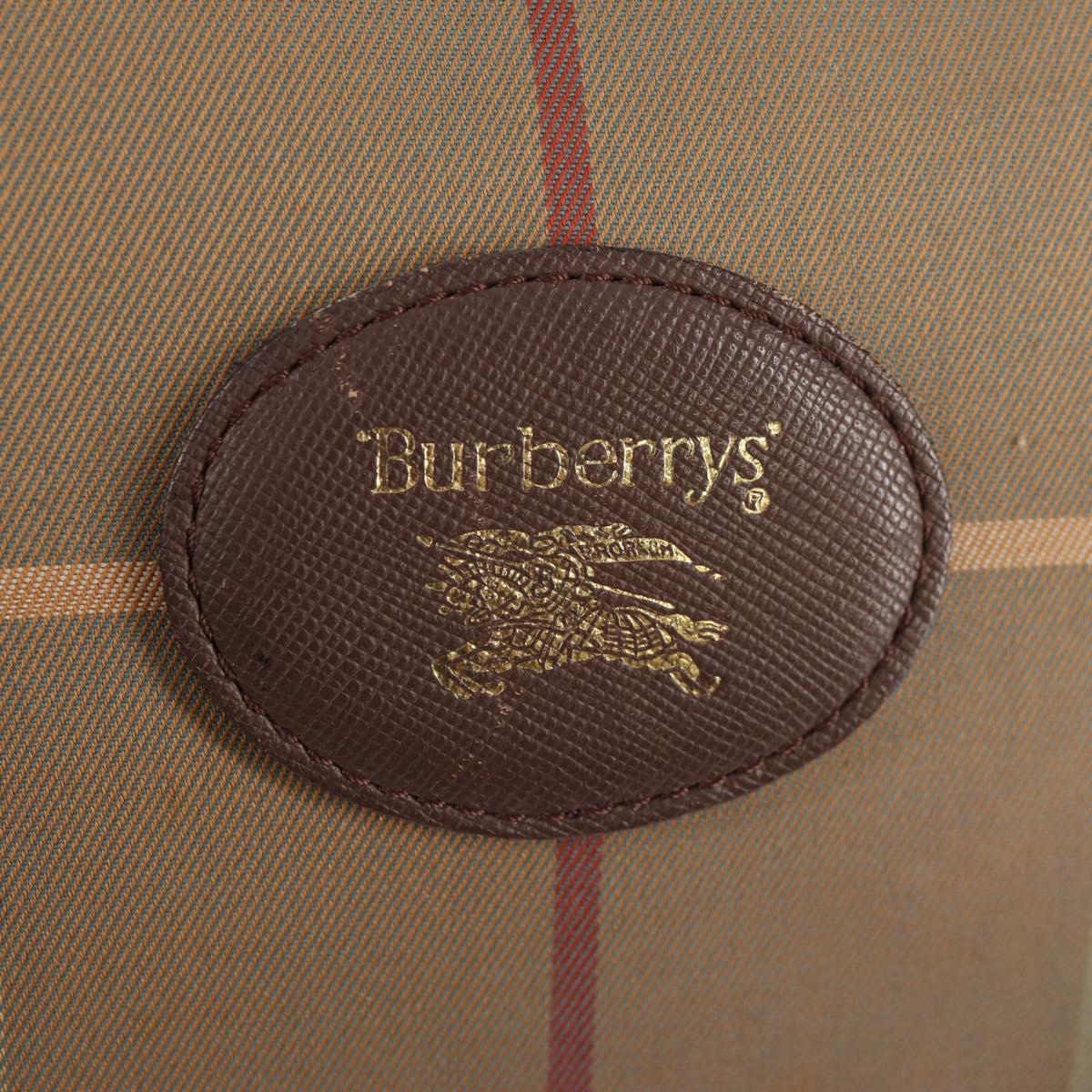 Burberrys Nova Check Boston Bag Canvas Beige Auth ep11031