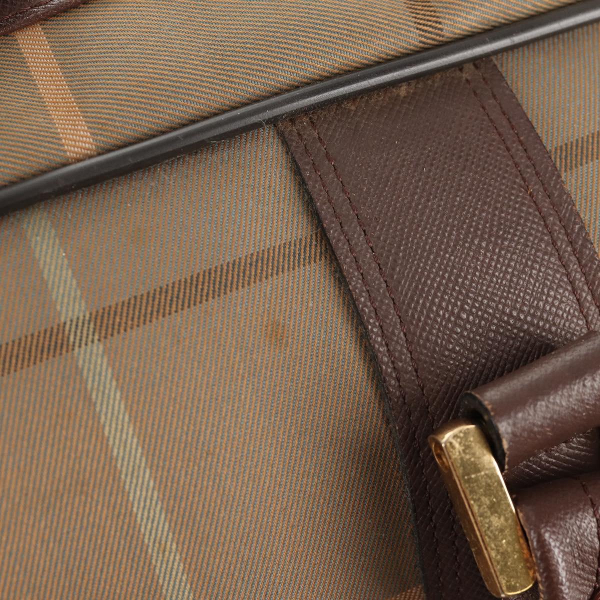 Burberrys Nova Check Boston Bag Canvas Beige Auth ep11031