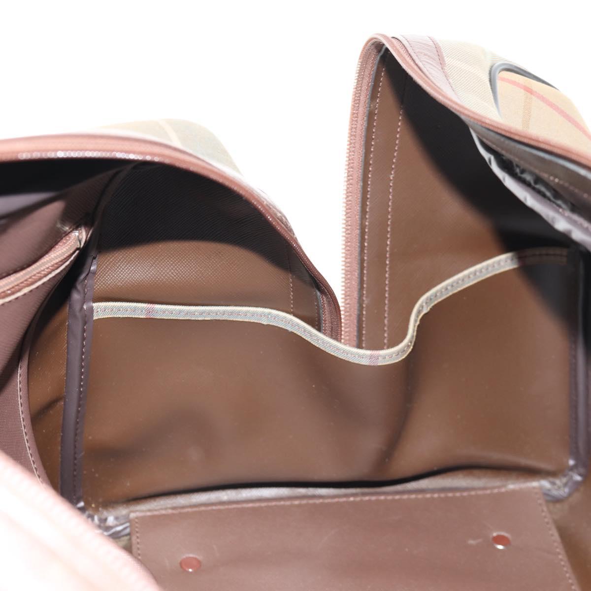 Burberrys Nova Check Boston Bag Canvas Beige Auth ep11031