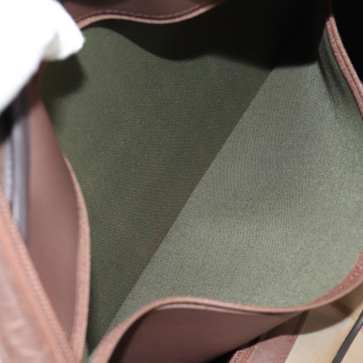 Burberrys Nova Check Boston Bag Canvas Beige Auth ep11031