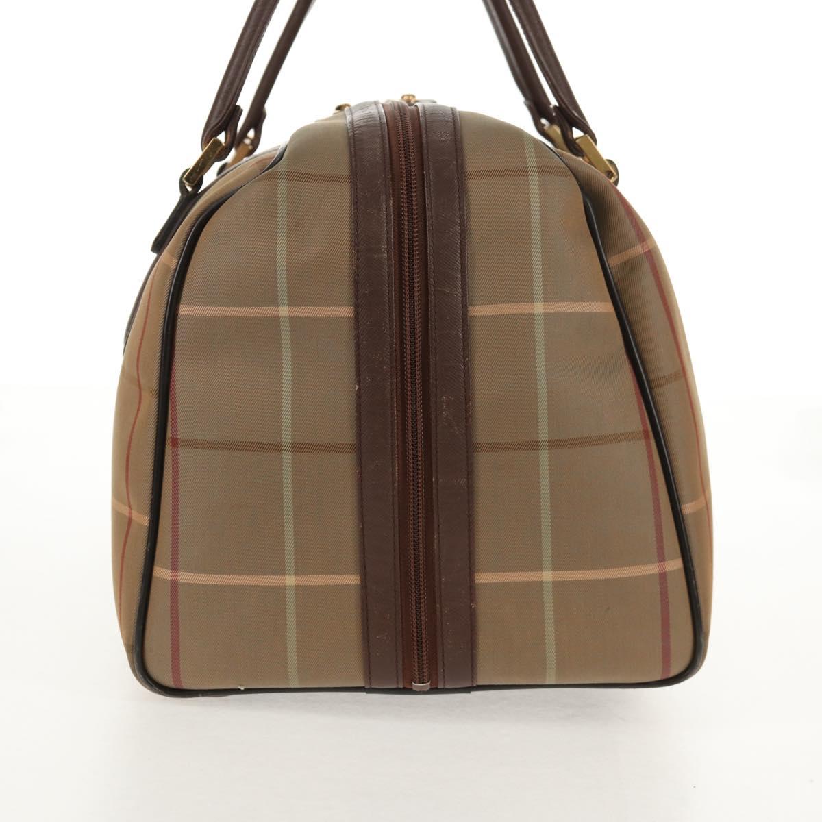 Burberrys Nova Check Boston Bag Canvas Beige Auth ep11031