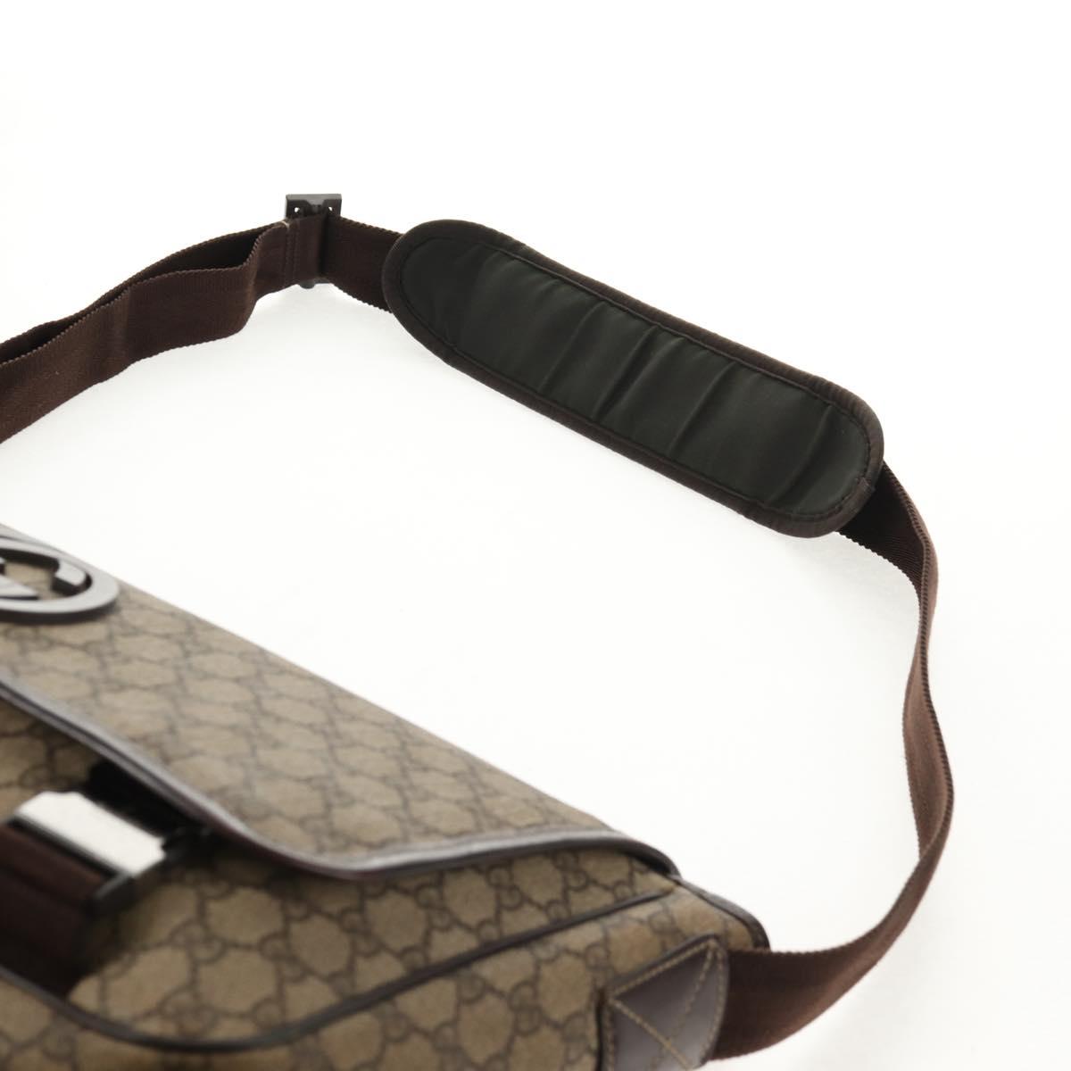 GUCCI GG Supreme Shoulder Bag PVC Leather Beige Brown Auth ep11034