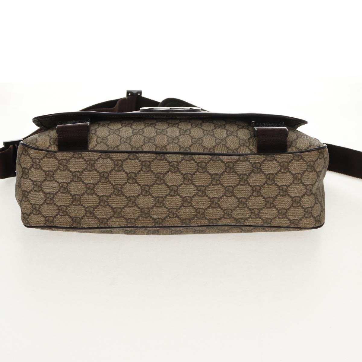 GUCCI GG Supreme Shoulder Bag PVC Leather Beige Brown Auth ep11034