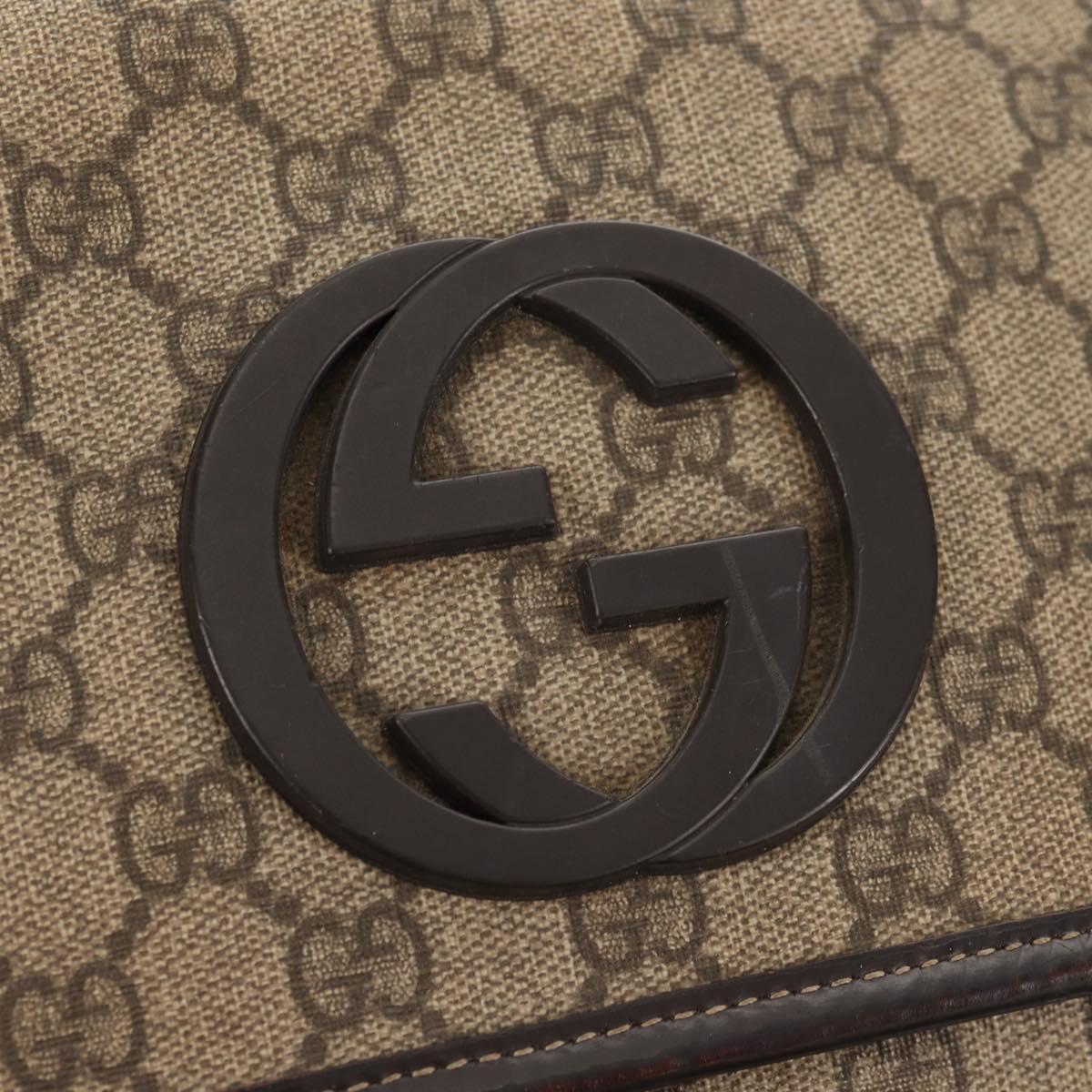 GUCCI GG Supreme Shoulder Bag PVC Leather Beige Brown Auth ep11034