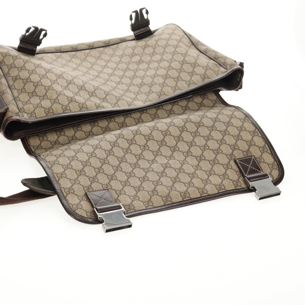 GUCCI GG Supreme Shoulder Bag PVC Leather Beige Brown Auth ep11034