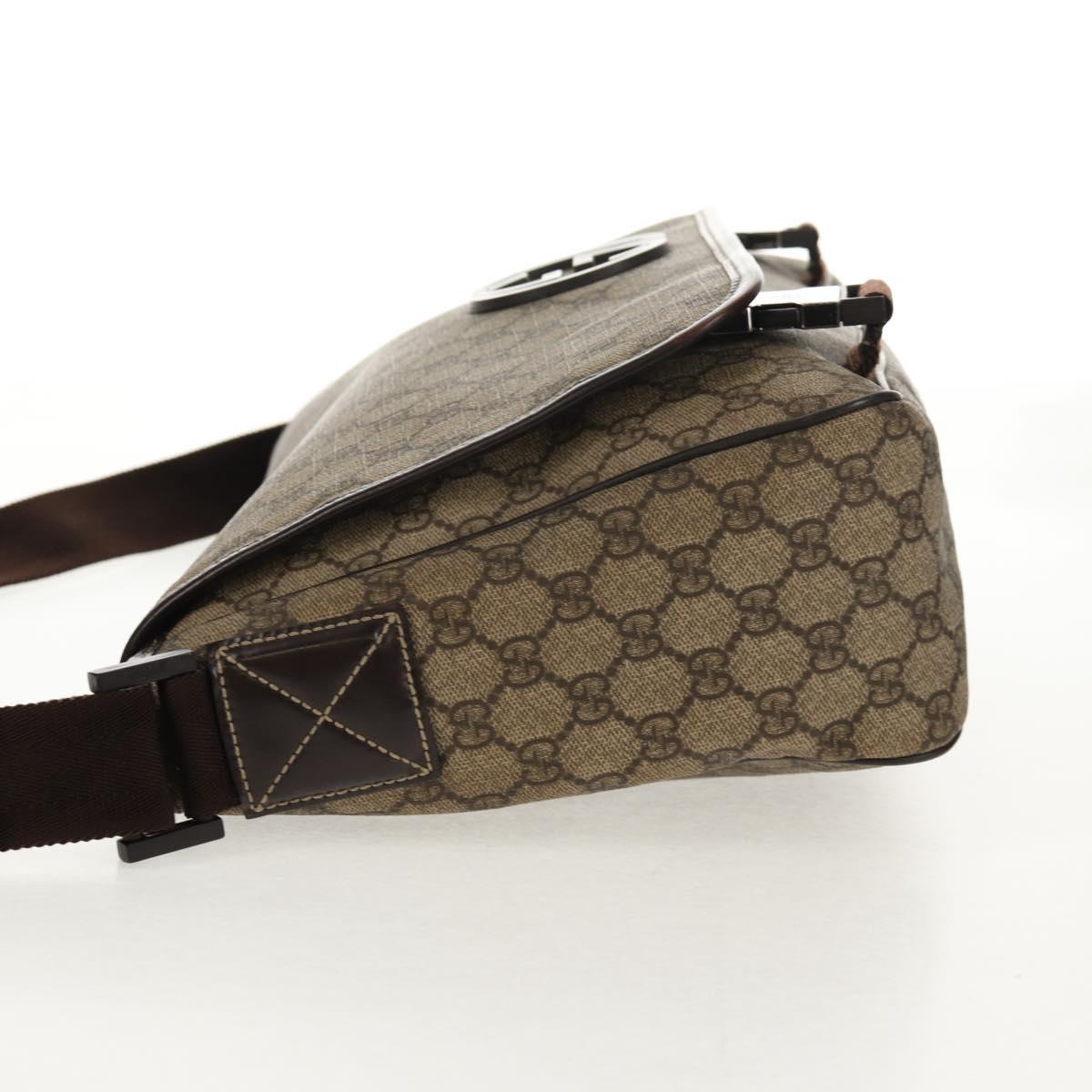 GUCCI GG Supreme Shoulder Bag PVC Leather Beige Brown Auth ep11034