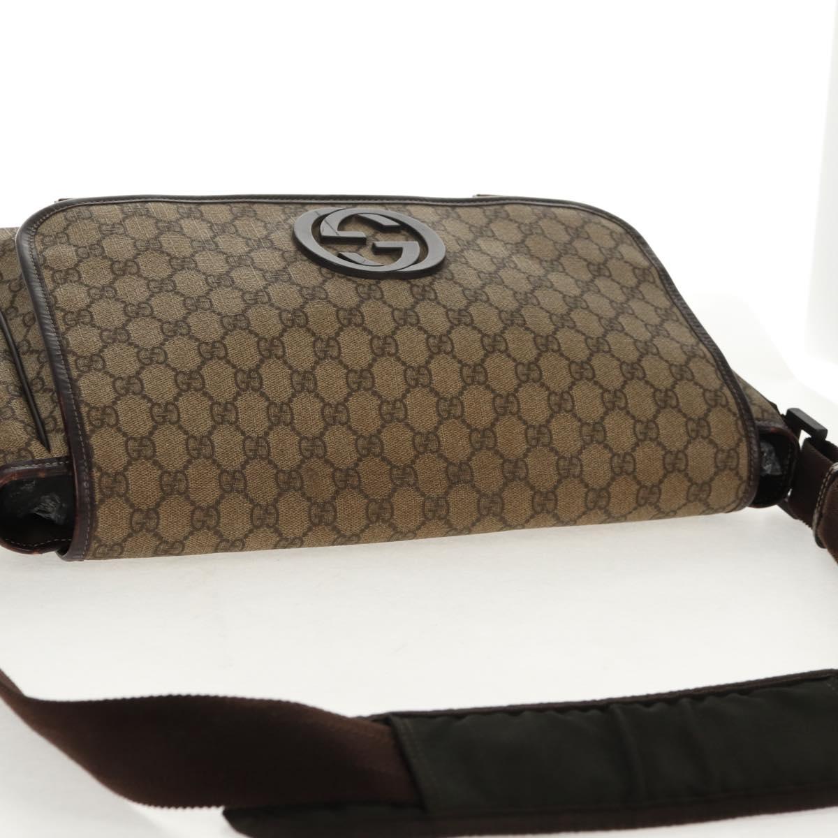 GUCCI GG Supreme Shoulder Bag PVC Leather Beige Brown Auth ep11034