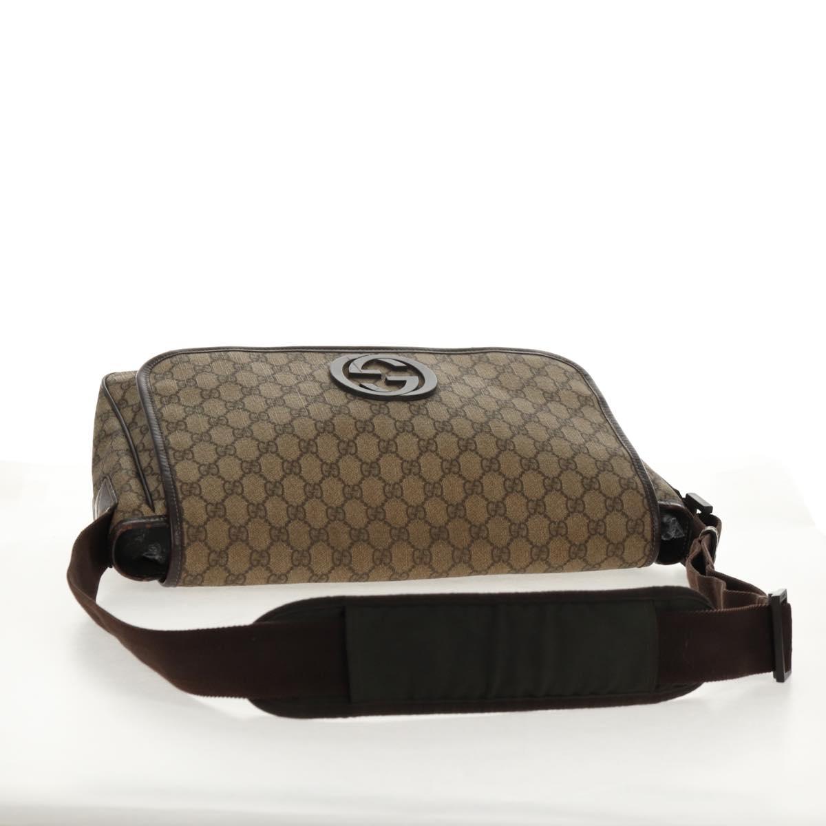 GUCCI GG Supreme Shoulder Bag PVC Leather Beige Brown Auth ep11034
