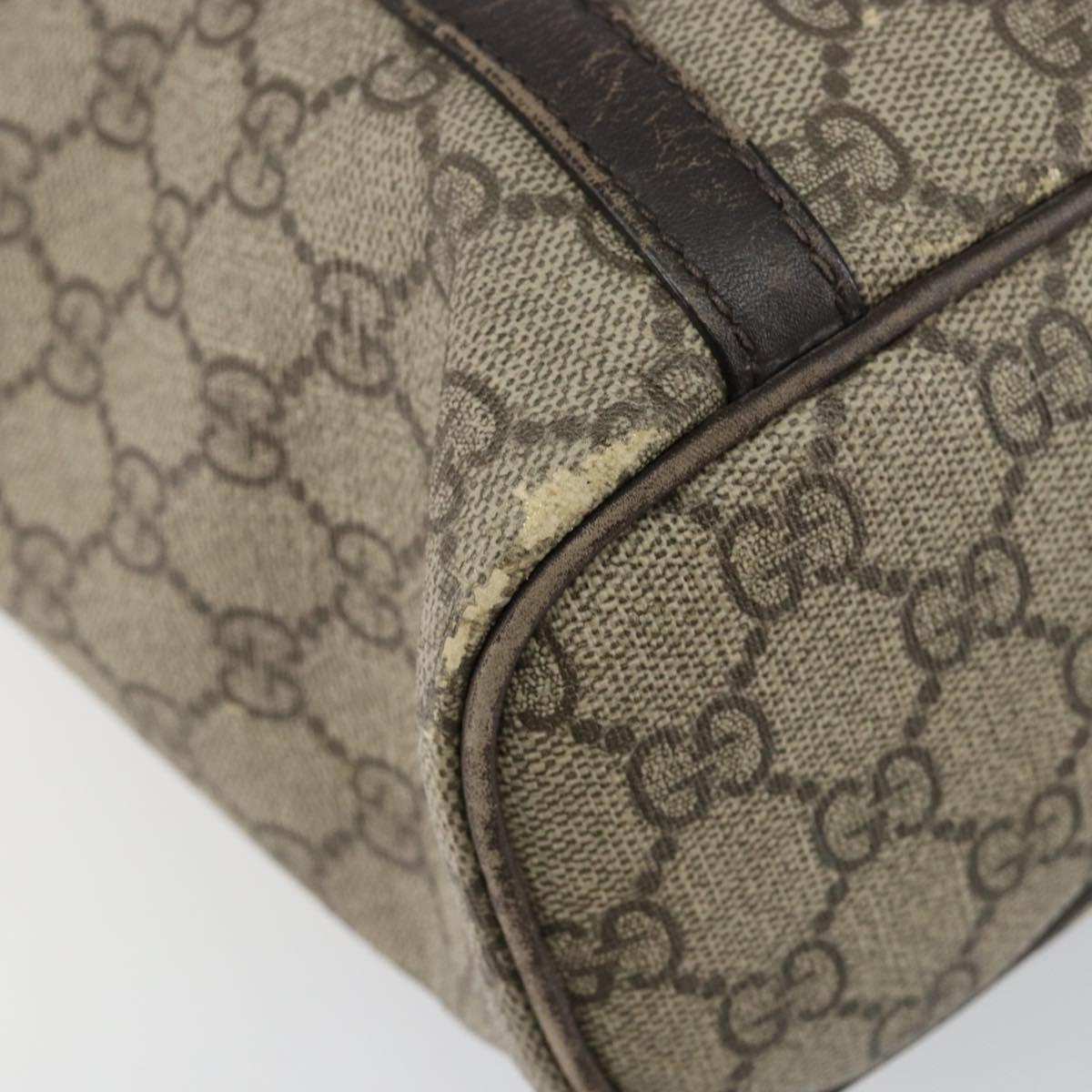 GUCCI GG Supreme Tote Bag PVC Leather outlet Beige Auth ep11035