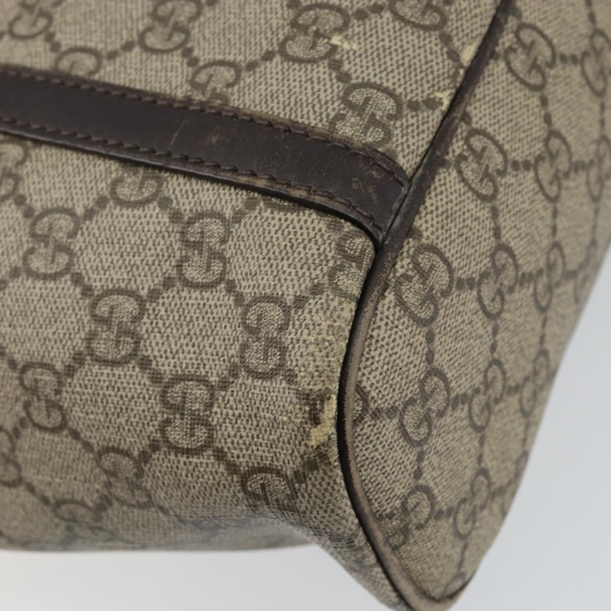 GUCCI GG Supreme Tote Bag PVC Leather outlet Beige Auth ep11035