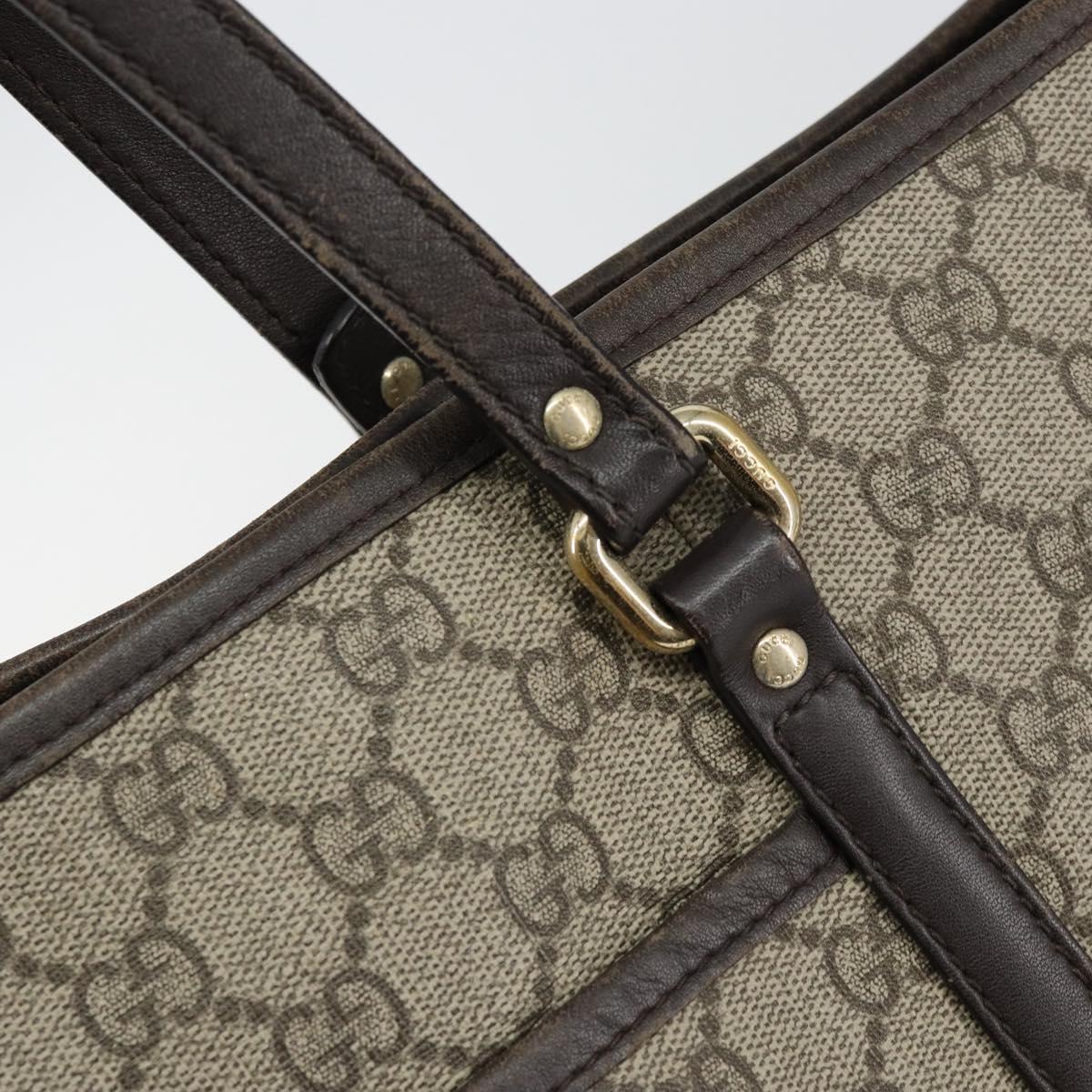 GUCCI GG Supreme Tote Bag PVC Leather outlet Beige Auth ep11035