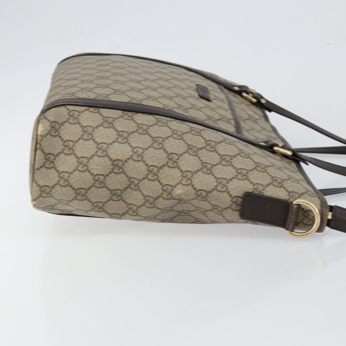 GUCCI GG Supreme Tote Bag PVC Leather outlet Beige Auth ep11035