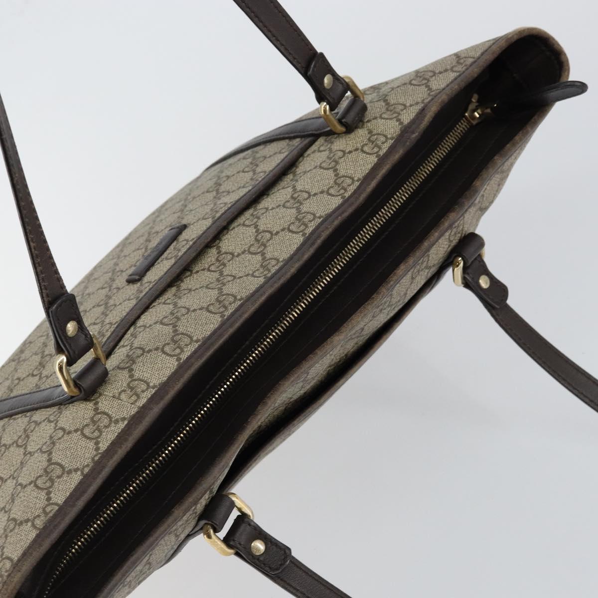 GUCCI GG Supreme Tote Bag PVC Leather outlet Beige Auth ep11035